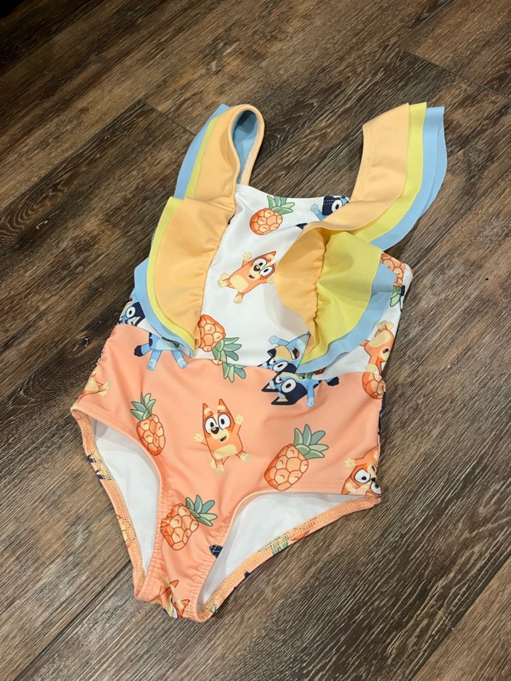 Girls' Bluey Ruffle One-Piece Swimsuit - Peach